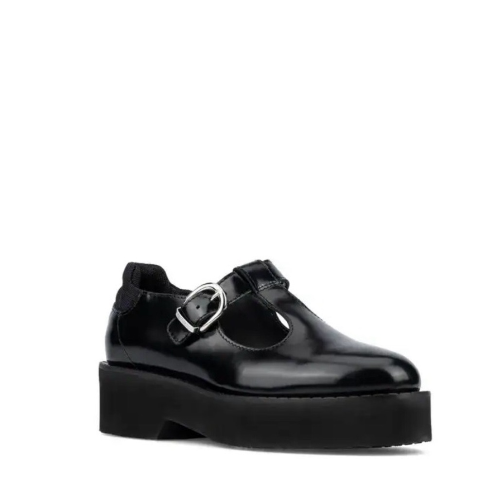 Aquatalia Black Platform Shoes with Buckle